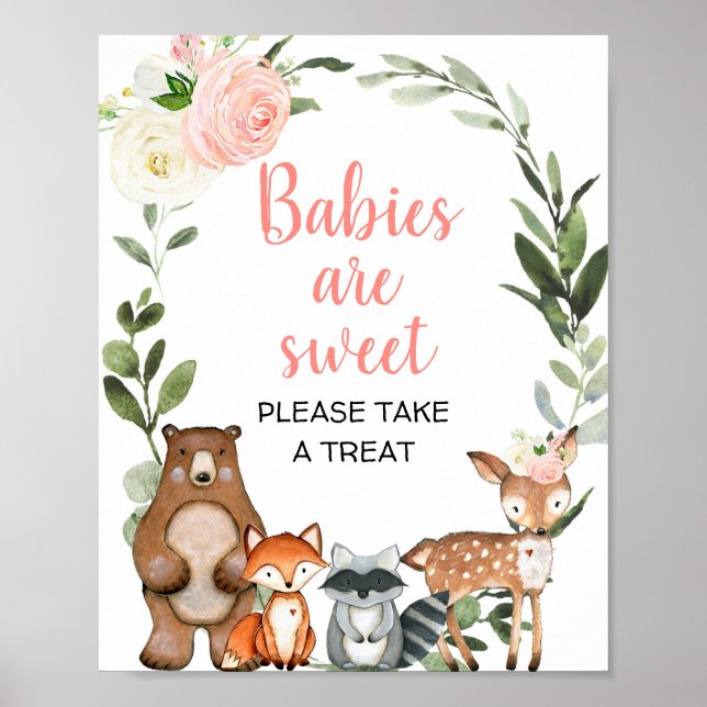 Babies are sweet take a treat woodland favours sig poster (Front)