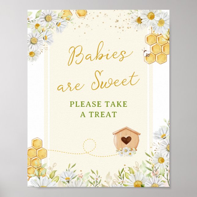 Babies Are Sweet Take Treat Bumblebee Baby Shower Poster (Front)