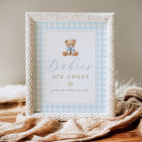 Babies are sweet teddy bear Blue gingham
