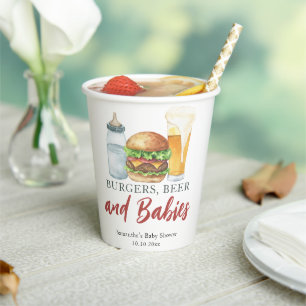 Babies, Burgers and Beer Baby shower  Paper Cups
