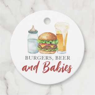 Babies, Burgers and Beer Baby shower Thank you Favour Tags