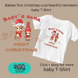 Babies first christmas cute heartful reindeers baby T-Shirt