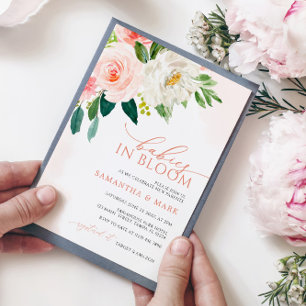 Babies in Bloom Blush Pink Twins Baby Shower Invitation