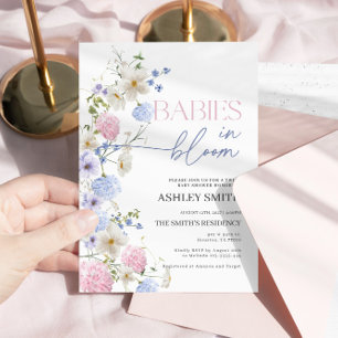 Babies in Bloom Invitation   Twins Baby Shower 