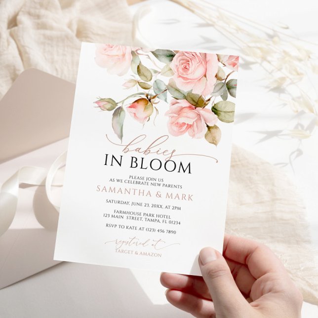 Babies in Bloom Pink Rose Twins Baby Shower  Invitation (Creator Uploaded)