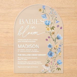 Babies in Bloom Twins Baby Shower Acrylic Invitations