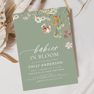 Babies in Bloom Wildflower Twins Baby Shower  Invitation
