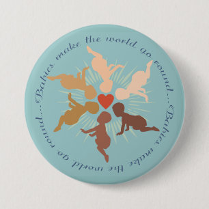 Babies Mandala on Robin's Egg Blue 7.5 Cm Round Badge