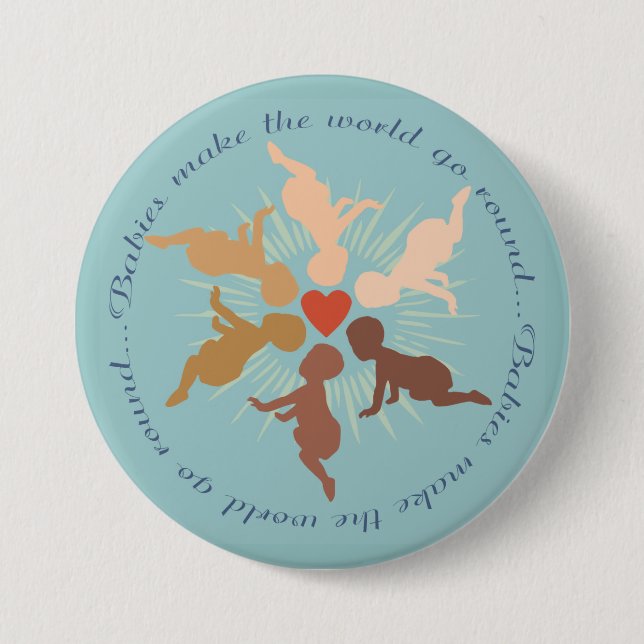 Babies Mandala on Robin's Egg Blue 7.5 Cm Round Badge (Front)