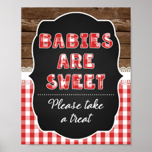 Babies R Sweet Favor Sign - Red Baby Q