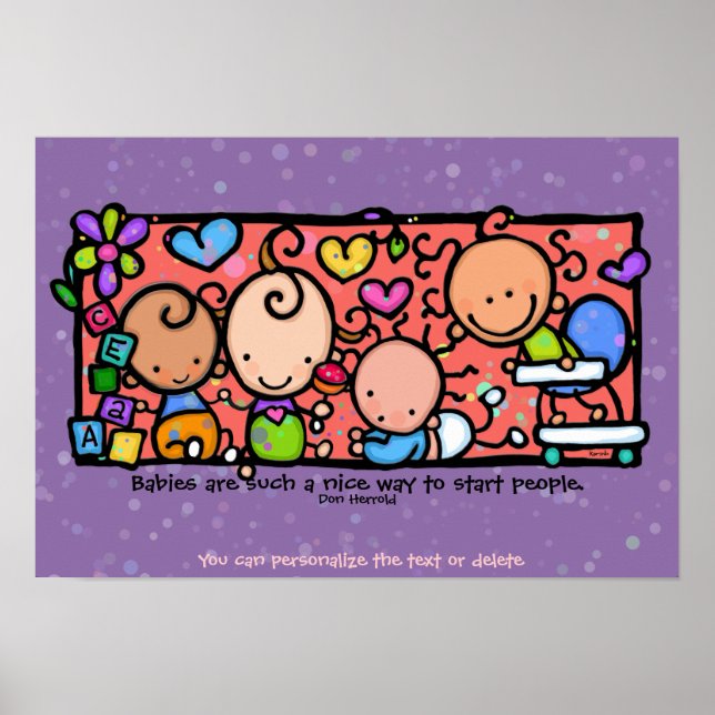 Babies Toddlers Infants Sweetlings. 9x13 purple Poster (Front)
