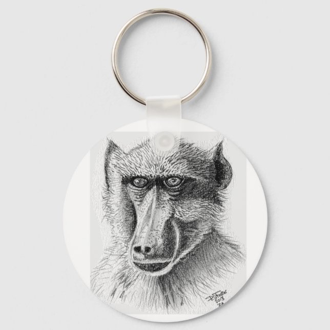 Baboon 5.7 cm Basic Button Key Ring (Front)