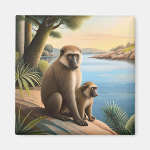 Baboon and The Monkey's Baby: Ape Jungle Wildlife Magnet
