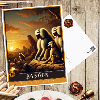 Baboon | Cute Family Vintage Animal Postcard
