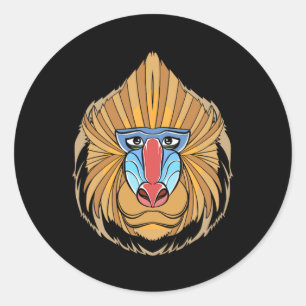 Baboon Face Halloween Scary Baboon Monkey Classic Round Sticker