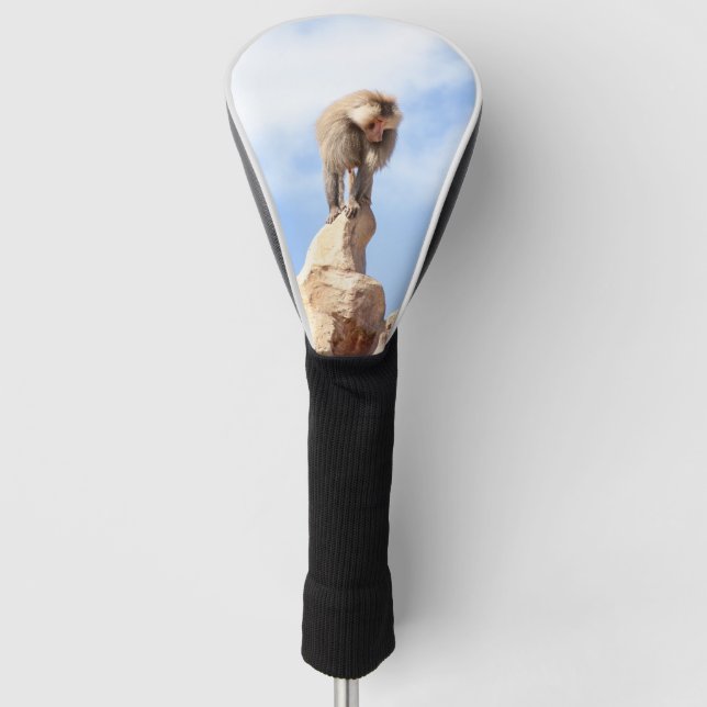 Baboon monkey on top of a mountain golf head cover (Front)
