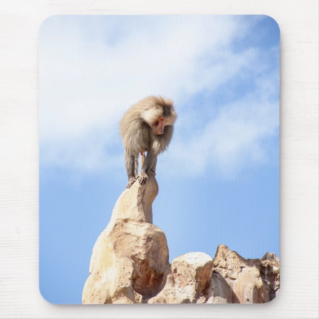 Baboon monkey on top of a mountain mouse pad (Front)