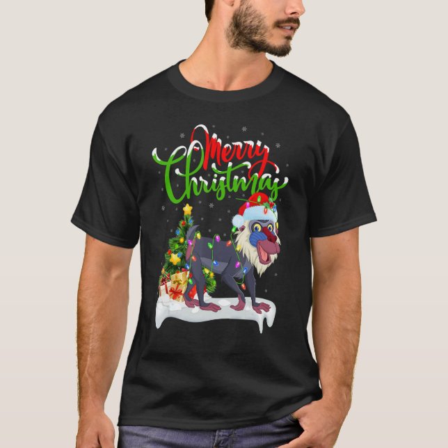 Baboon   Xmas Decorations Santa Baboon Christmas T-Shirt (Front)