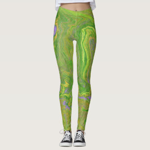 Babs 3 Bright Lime Green Abstract Leggings