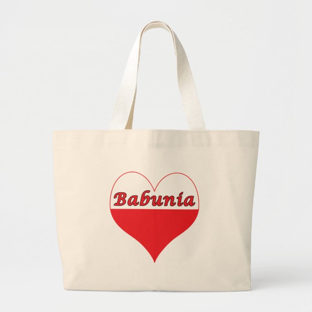 Babunia Polish Heart Large Tote Bag (Front)