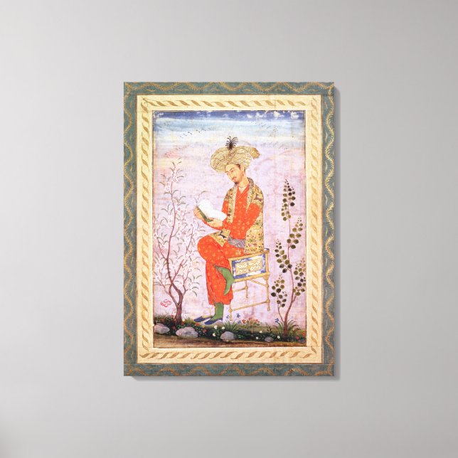 Babur  Reading, Mughal Canvas Print (Front)