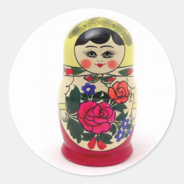 babushka classic round sticker (Front)
