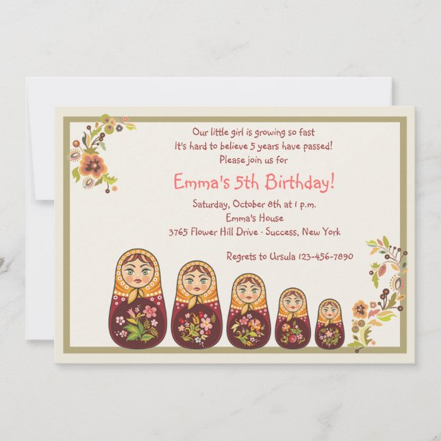 Babushka Dolls Invitation (Front)