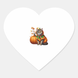 Babushka Halloween Cat Pumpkin  Heart Sticker