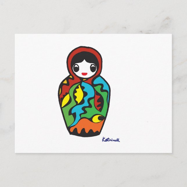 Babushka - Matryoshka Holiday Postcard (Front)