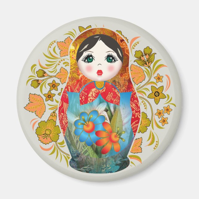 Babushka Russian Matrioshka Nesting Dolls, Magnet (Front)