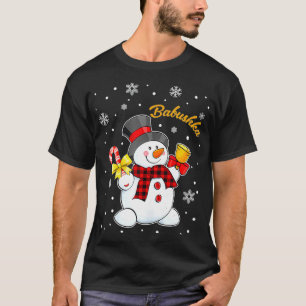 Babushka Snowman Candy Cane Christmas Red Plaid Wo T-Shirt