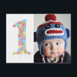 Baby 1st Birthday Balloons Thanks Photo Postcard<br><div class="desc">What better way to say thanks to your guests that with a balloon shaped number one with a gorgeous photo of your new little one year old?? Original vector design by Pip Pip Hooray Very easy to customise with your own details... just type over the example text in the boxes...</div>