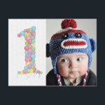 Baby 1st Birthday Balloons Thanks Photo Postcard<br><div class="desc">What better way to say thanks to your guests that with a balloon shaped number one with a gorgeous photo of your new little one year old?? Original vector design by Pip Pip Hooray Very easy to customise with your own details... just type over the example text in the boxes...</div>