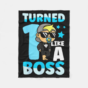Baby 1st Birthday Boy Girl 1 Year Like A Boss Kids Fleece Blanket