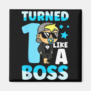 Baby 1st Birthday Boy Girl 1 Year Like A Boss Kids Magnet