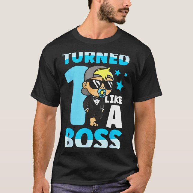 Baby 1st Birthday Boy Girl 1 Year Like A Boss Kids T-Shirt (Front)