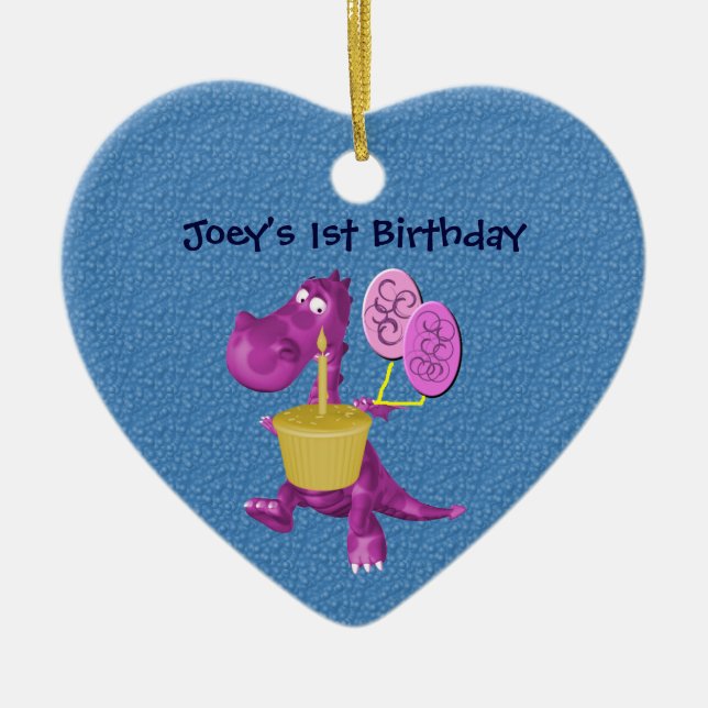 Baby 1st Birthday Cute Dragon Ornament (Front)