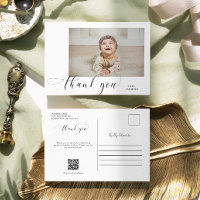 Baby 1st Birthday Thank you Elegant Script QR Code