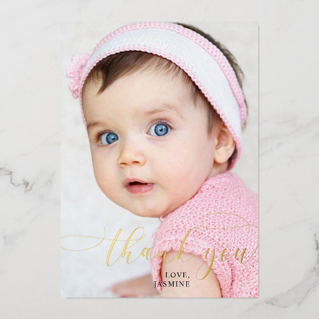 Baby 1st Birthday Thank you Elegant Script Swashes (Front)