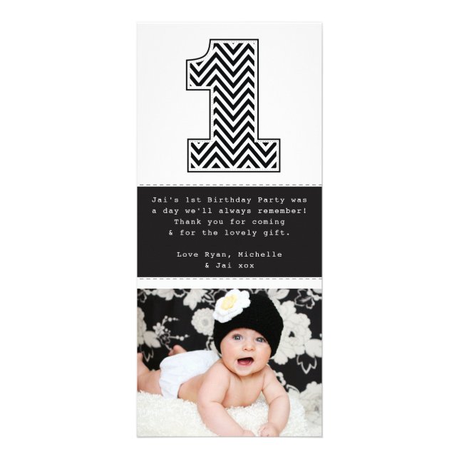 Baby 1st Birthday Thank You Guests Photo Rack Card (Front)