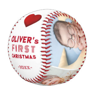 Baby 1st Christmas 4 Photo Keepsake Baseball