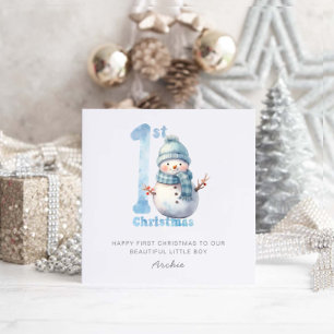 Baby 1st Christmas Cute Snowman Holiday Card