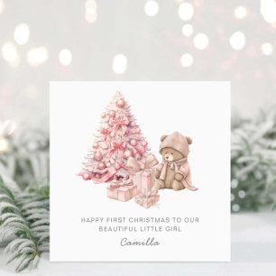 Baby 1st Christmas Cute Teddy Bear Holiday Card