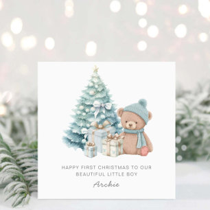 Baby 1st Christmas Cute Teddy Bear Holiday Card