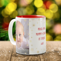 Baby 1st Christmas New Mum Dad Snowflakes Photo