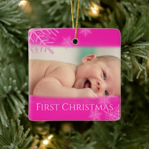 Baby 1st Christmas Photo  Ceramic Ornament