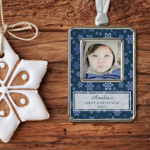 Baby 1st Christmas Photo Custom Silver Plated Framed Ornament