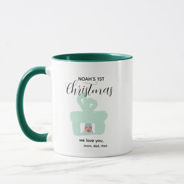 Baby 1st Christmas Photo Mug - Personalized Custom (Left)