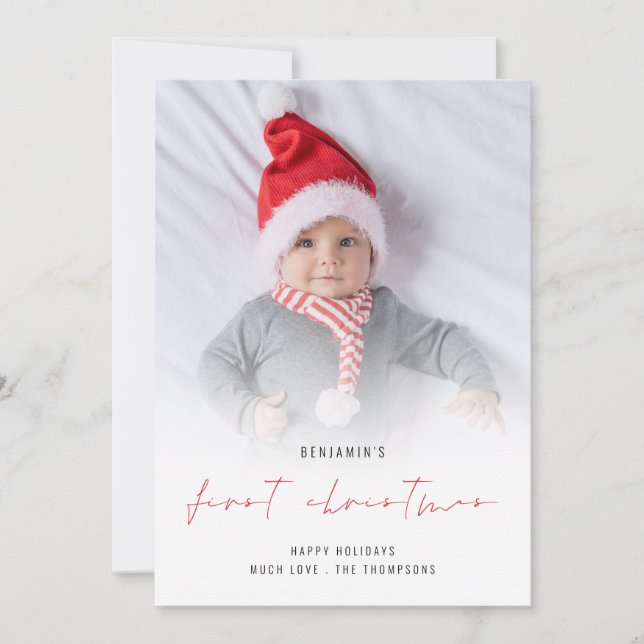 Baby 1st Christmas Photo Overlay Holiday Card (Front)