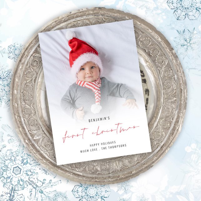 Baby 1st Christmas Photo Overlay Holiday Card (Creator Uploaded)